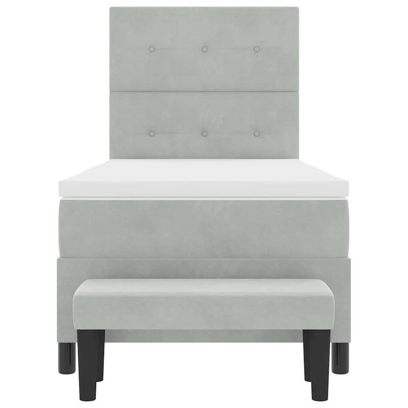vidaXL Boxrugós ágy matracmal Világosszürke 80 x 200 cm Bársony
