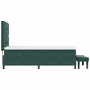 vidaXL Boxrugós ágy párnával fejtámlával Sötétzöld 200 x 80 cm Bársony