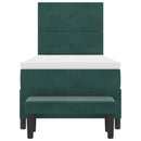 vidaXL Boxrugós ágy fejtámlával Sötétzöld 190 x 90 cm Bársony