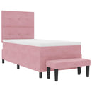 vidaXL Boxrugós ágy párnával fejtámlával Rózsaszín 190 x 90 cm Bársony
