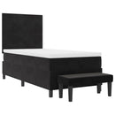 vidaXL Boxrugós ágy párnával fejtámlával Fekete 200 x 90 cm Bársony