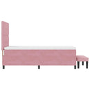 vidaXL Boxrugós ágy fejtámlával Rózsaszín 200 x 90 cm Bársony