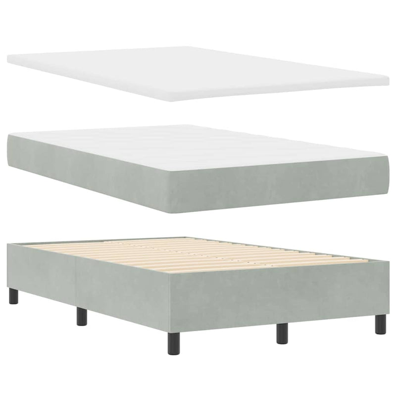 vidaXL Boxrugós ágy matracmal Világosszürke 120 x 190 cm Bársony