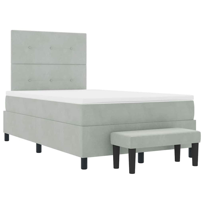 vidaXL Boxrugós ágy matracmal Világosszürke 120 x 190 cm Bársony
