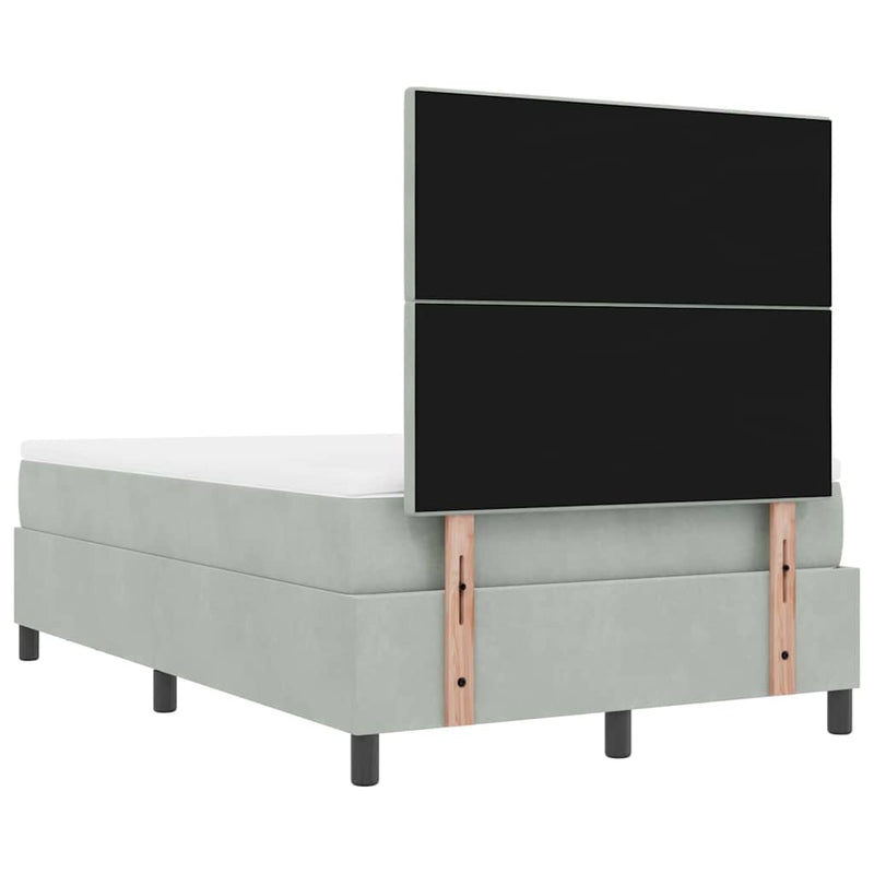 vidaXL Boxrugós ágy matracmal Világosszürke 120 x 190 cm Bársony