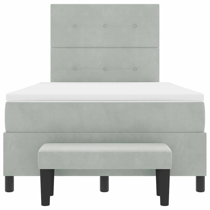 vidaXL Boxrugós ágy matracmal Világosszürke 120 x 190 cm Bársony