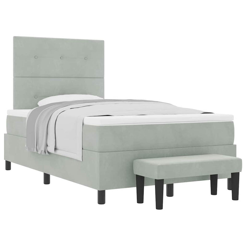 vidaXL Boxrugós ágy matracmal Világosszürke 120 x 190 cm Bársony