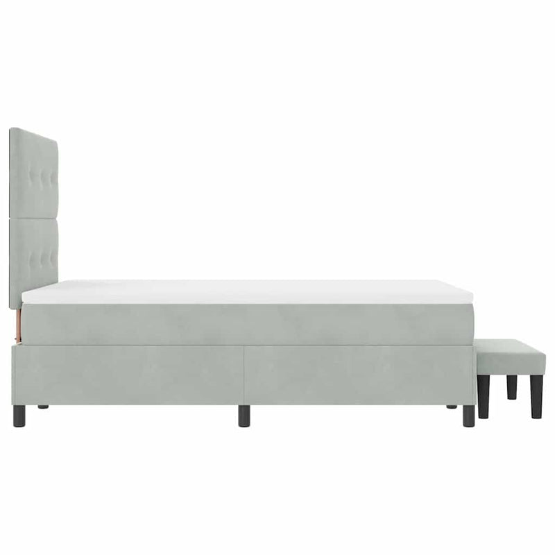 vidaXL Boxrugós ágy matracmal Világosszürke 120 x 190 cm Bársony
