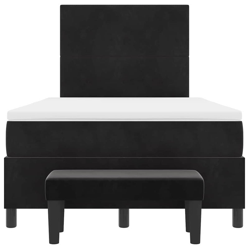 vidaXL Boxrugós ágy matracmal fejtámlával Fekete 120 x 190 cm Bársony