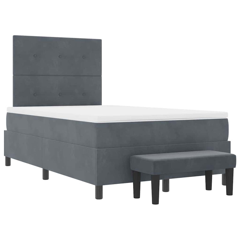 vidaXL Boxrugós ágy matracmal Sötétszürke 120 x 200 cm Bársony