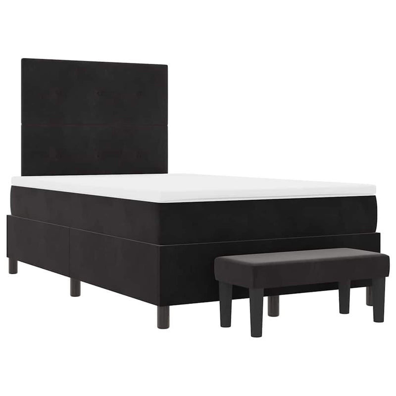 vidaXL Boxrugós ágy matracmal fejtámlával Fekete 120 x 200 cm Bársony