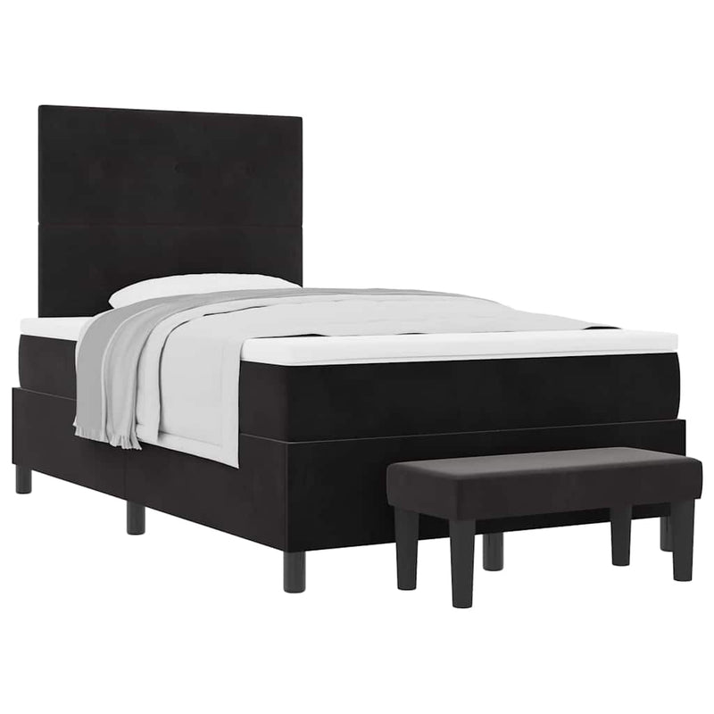 vidaXL Boxrugós ágy matracmal fejtámlával Fekete 120 x 200 cm Bársony