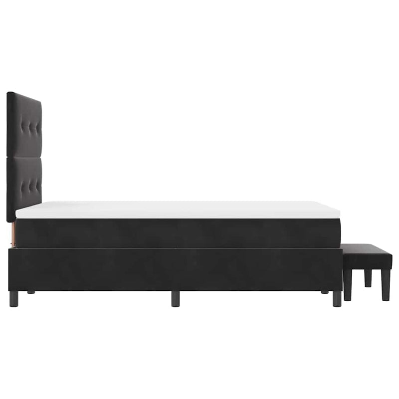 vidaXL Boxrugós ágy matracmal fejtámlával Fekete 120 x 200 cm Bársony
