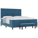 vidaXL Boxrugós ágy fejtámlával Sötétkék 200 x 180 cm Bársony