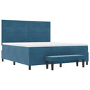 vidaXL Boxrugós ágy fejtámlával Sötétkék 200 x 180 cm Bársony