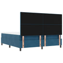 vidaXL Boxrugós ágy fejtámlával Sötétkék 200 x 180 cm Bársony