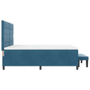 vidaXL Boxrugós ágy fejtámlával Sötétkék 200 x 180 cm Bársony