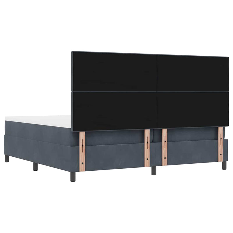 vidaXL Boxrugós ágy matracmal Sötétszürke 200 x 200 cm Bársony