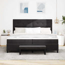 vidaXL Boxrugós ágy fejtámlával Fekete 200 x 200 cm Bársony