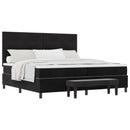 vidaXL Boxrugós ágy fejtámlával Fekete 200 x 200 cm Bársony