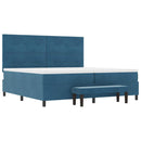vidaXL Boxrugós ágy matracmal Sötétkék 200 x 200 cm Bársony