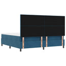 vidaXL Boxrugós ágy matracmal Sötétkék 200 x 200 cm Bársony