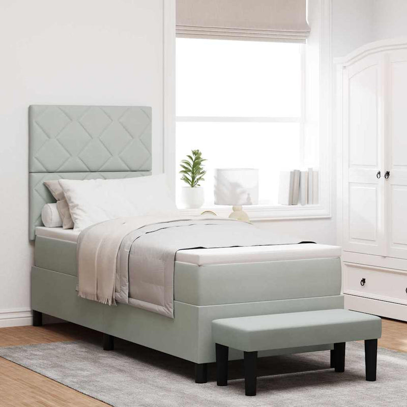 vidaXL Boxrugós ágy matracmal Világosszürke 80 x 200 cm Bársony