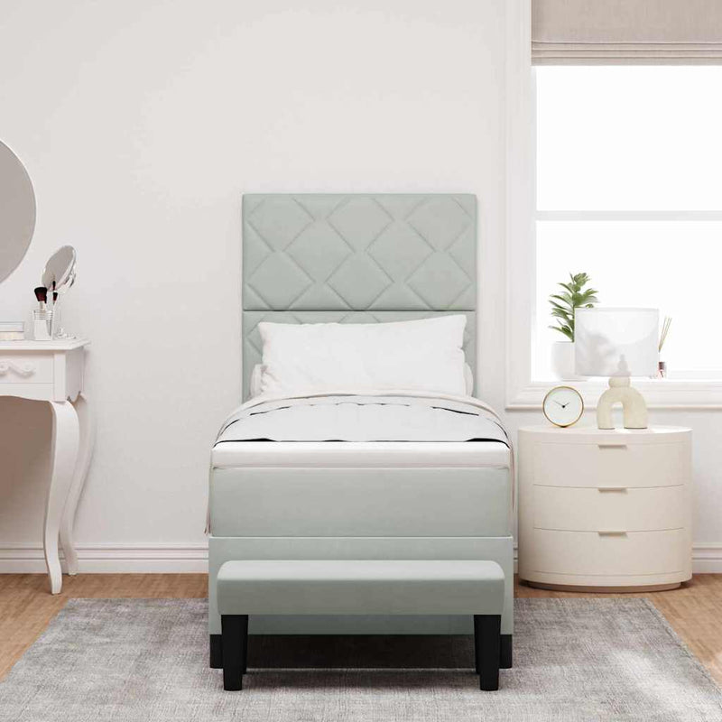 vidaXL Boxrugós ágy matracmal Világosszürke 80 x 200 cm Bársony