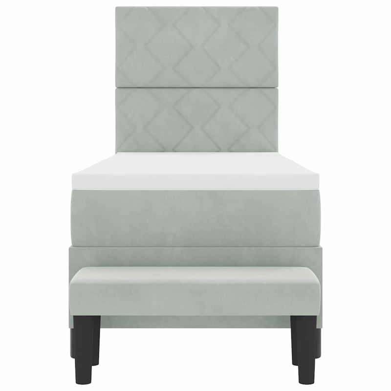 vidaXL Boxrugós ágy matracmal Világosszürke 80 x 200 cm Bársony