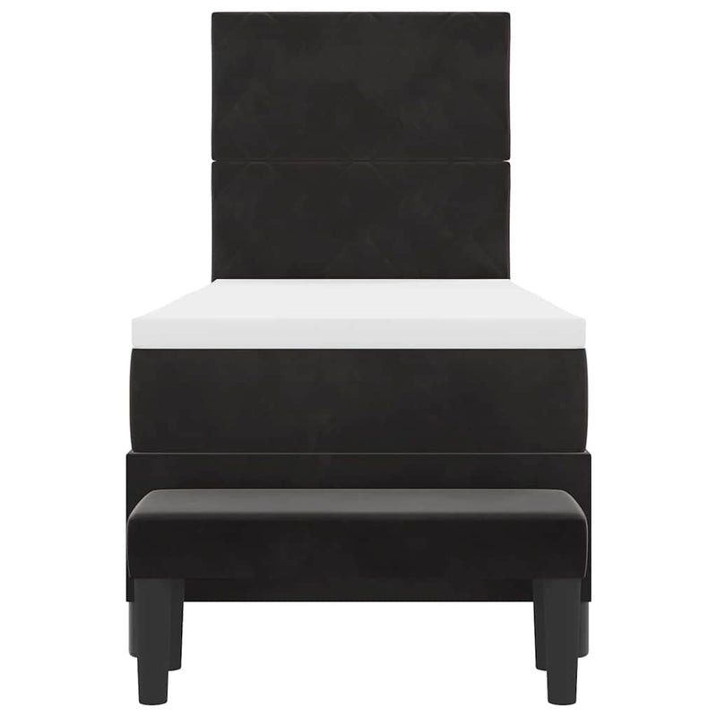 vidaXL Boxrugós ágy matracmal fejtámlával Fekete 80 x 200 cm Bársony