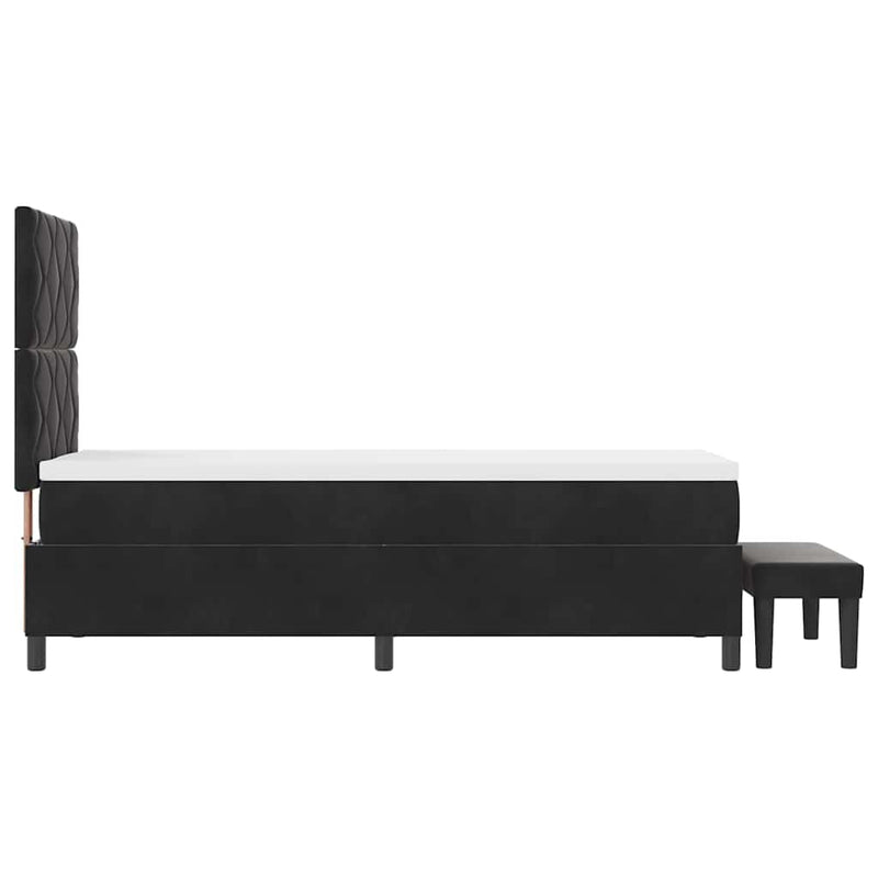 vidaXL Boxrugós ágy matracmal fejtámlával Fekete 80 x 200 cm Bársony