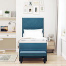 vidaXL Boxrugós ágy fejtámlával Sötétkék 200 x 80 cm Bársony