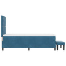 vidaXL Boxrugós ágy fejtámlával Sötétkék 200 x 80 cm Bársony