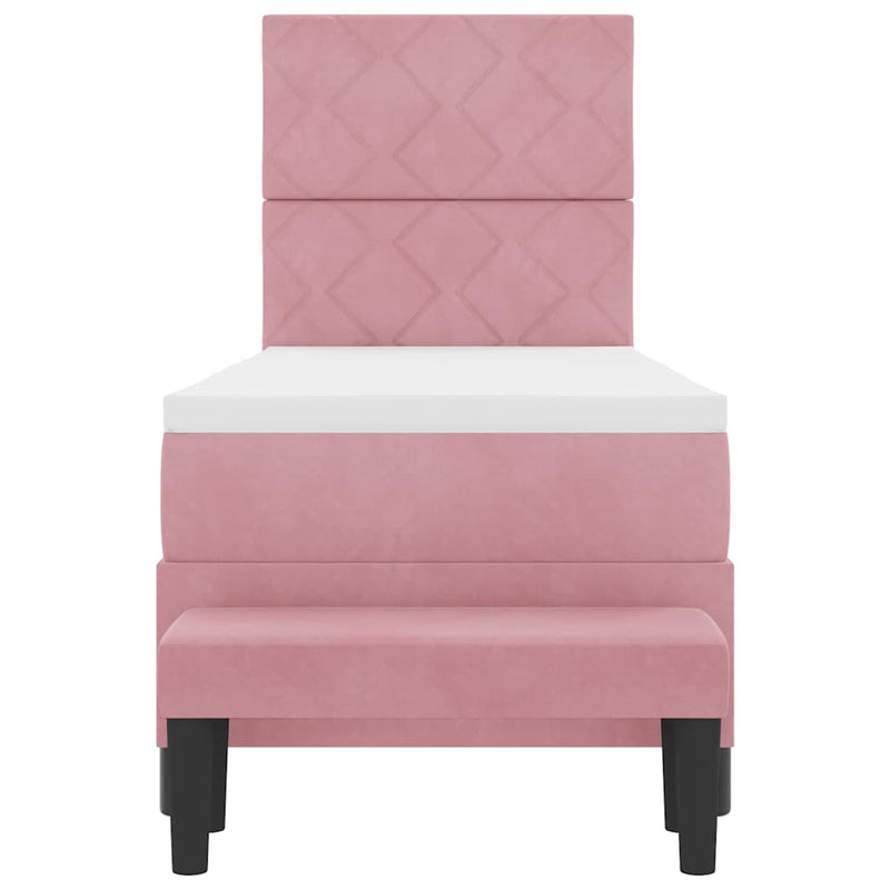 vidaXL Boxrugós ágy matracmal Rózsaszín 80 x 200 cm Bársony