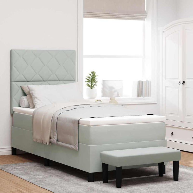 vidaXL Boxrugós ágy matracmal Világosszürke 90 x 200 cm Bársony