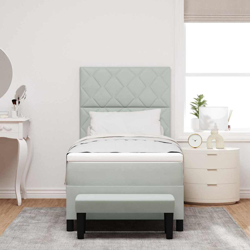 vidaXL Boxrugós ágy matracmal Világosszürke 90 x 200 cm Bársony