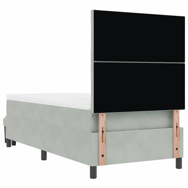 vidaXL Boxrugós ágy matracmal Világosszürke 90 x 200 cm Bársony