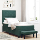 vidaXL Boxrugós ágy fejtámlával Sötétzöld 200 x 90 cm Bársony