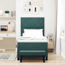 vidaXL Boxrugós ágy fejtámlával Sötétzöld 200 x 90 cm Bársony