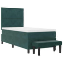 vidaXL Boxrugós ágy fejtámlával Sötétzöld 200 x 90 cm Bársony