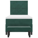 vidaXL Boxrugós ágy fejtámlával Sötétzöld 200 x 90 cm Bársony