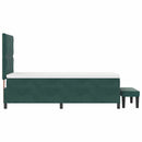 vidaXL Boxrugós ágy fejtámlával Sötétzöld 200 x 90 cm Bársony
