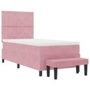 vidaXL Boxrugós ágy fejtámlával Rózsaszín 200 x 90 cm Bársony