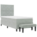vidaXL Boxrugós ágy fejtámlával Világosszürke 200 x 100 cm Bársony