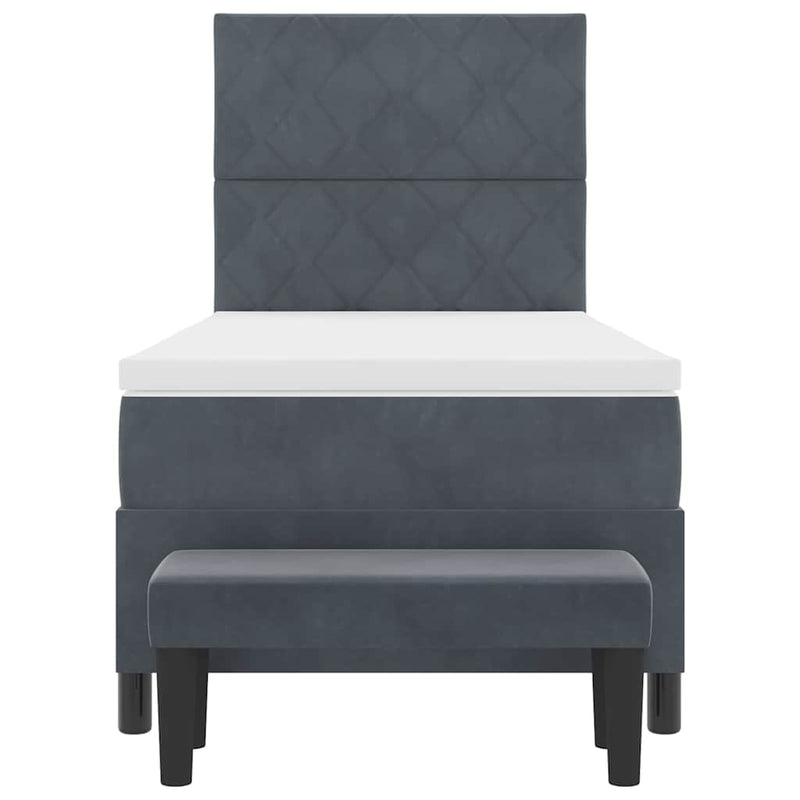 vidaXL Boxrugós ágy matracmal Sötétszürke 100 x 200 cm Bársony