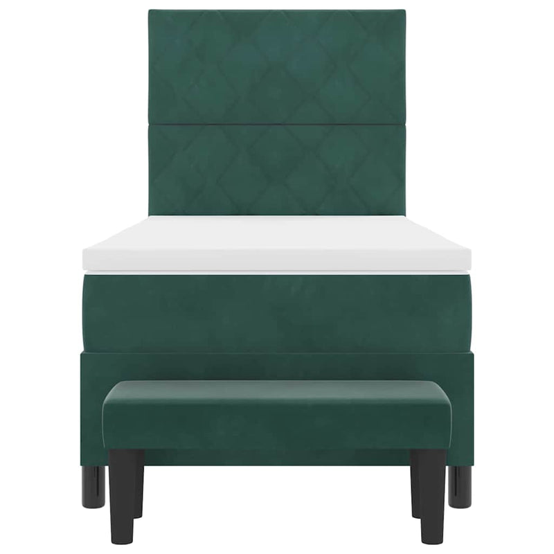 vidaXL Boxrugós ágy matracmal Sötétzöld 100 x 200 cm Bársony