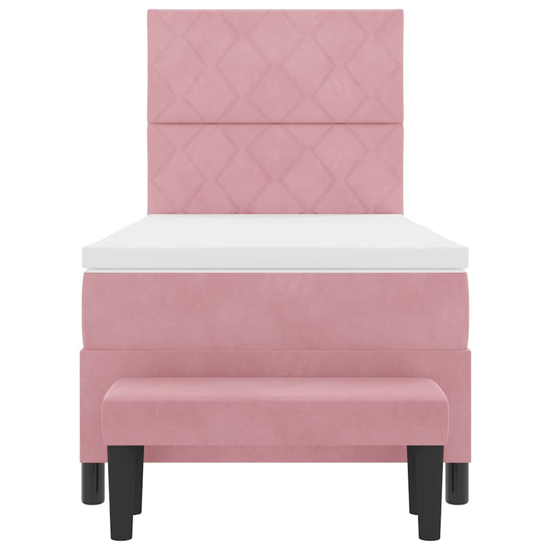 vidaXL Boxrugós ágy matracmal Rózsaszín 100 x 200 cm Bársony