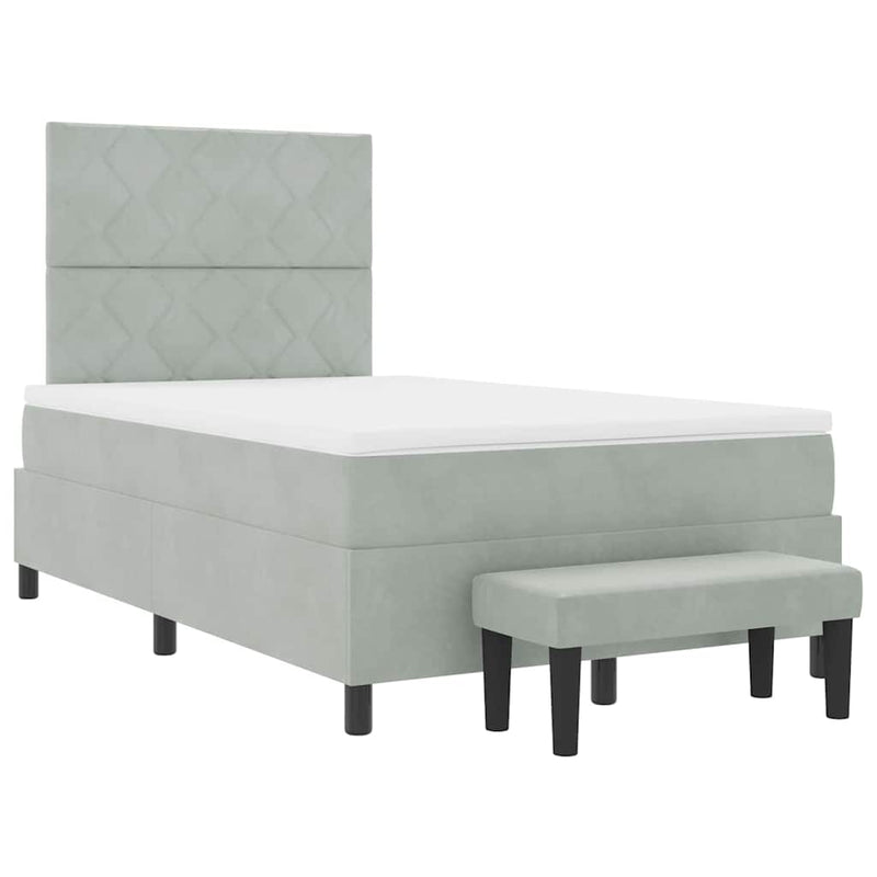 vidaXL Boxrugós ágy matracmal Világosszürke 120 x 190 cm Bársony