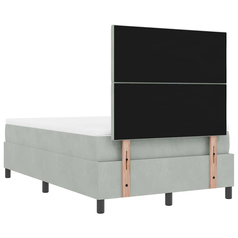 vidaXL Boxrugós ágy matracmal Világosszürke 120 x 190 cm Bársony
