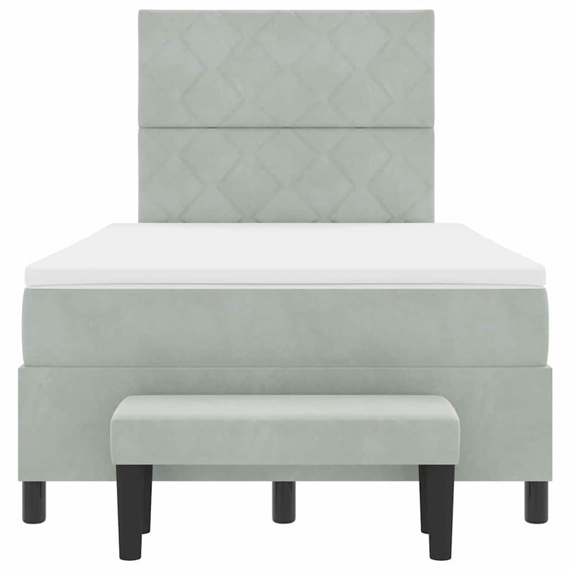 vidaXL Boxrugós ágy matracmal Világosszürke 120 x 190 cm Bársony
